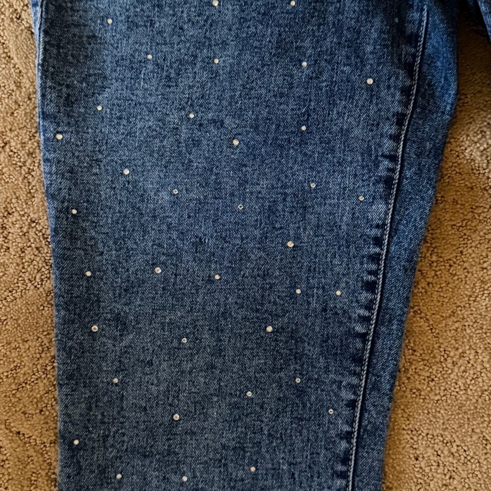Old Navy High Waist OG Straight Rhinestone Embellished Ankle Jeans Size 12 P - Picture 5 of 9